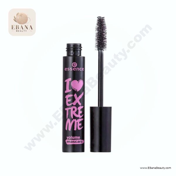 ریمل اسنس مشکی آی لاو اکستریم اصل Essence I Love Extreme Volume Mascara، مناسب برای حجم‌دهی چشمگیر و مژه‌هایی برجسته.۲