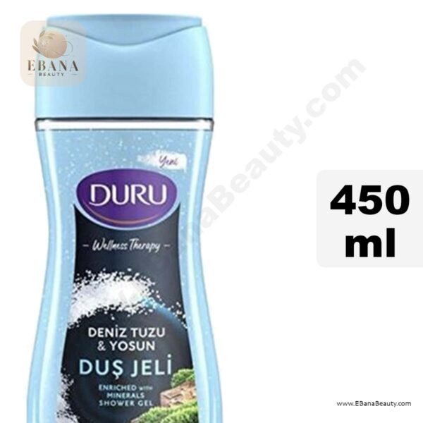 شامپو بدن لایه‌بردار دورو DURU حاوی خزه و نمک دریایی حجم 450 میلی‌لیتر، مناسب برای لایه‌برداری و شادابی پوست بدن