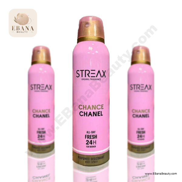 اسپری بدن زنانه استریکس مدل CHANCE CHANEL – رایحه گلی و مرکباتی – حجم 200 میلی‌لیتر.۲